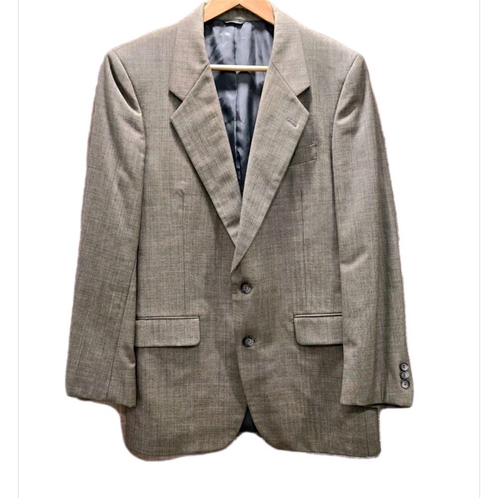 40s/50s VTG Eisenberg 100% Pure Wool Mens Blazer Sport Coat 40R‎ Gray Tan Plaid
